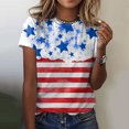 thumbnail image 4 of NIEWTR Plus Size American Flag Shirt Women 4th of July Tee Shirt USA Stars Stripes T-Shirt Patriotic Summer Tunic Tops(White,XL), 4 of 5