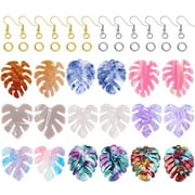1box DIY Earrings Making Kits Including 18Pcs 9 Style Acrylic Cellulose Acetate(Resin) Big Pendants Leaf
