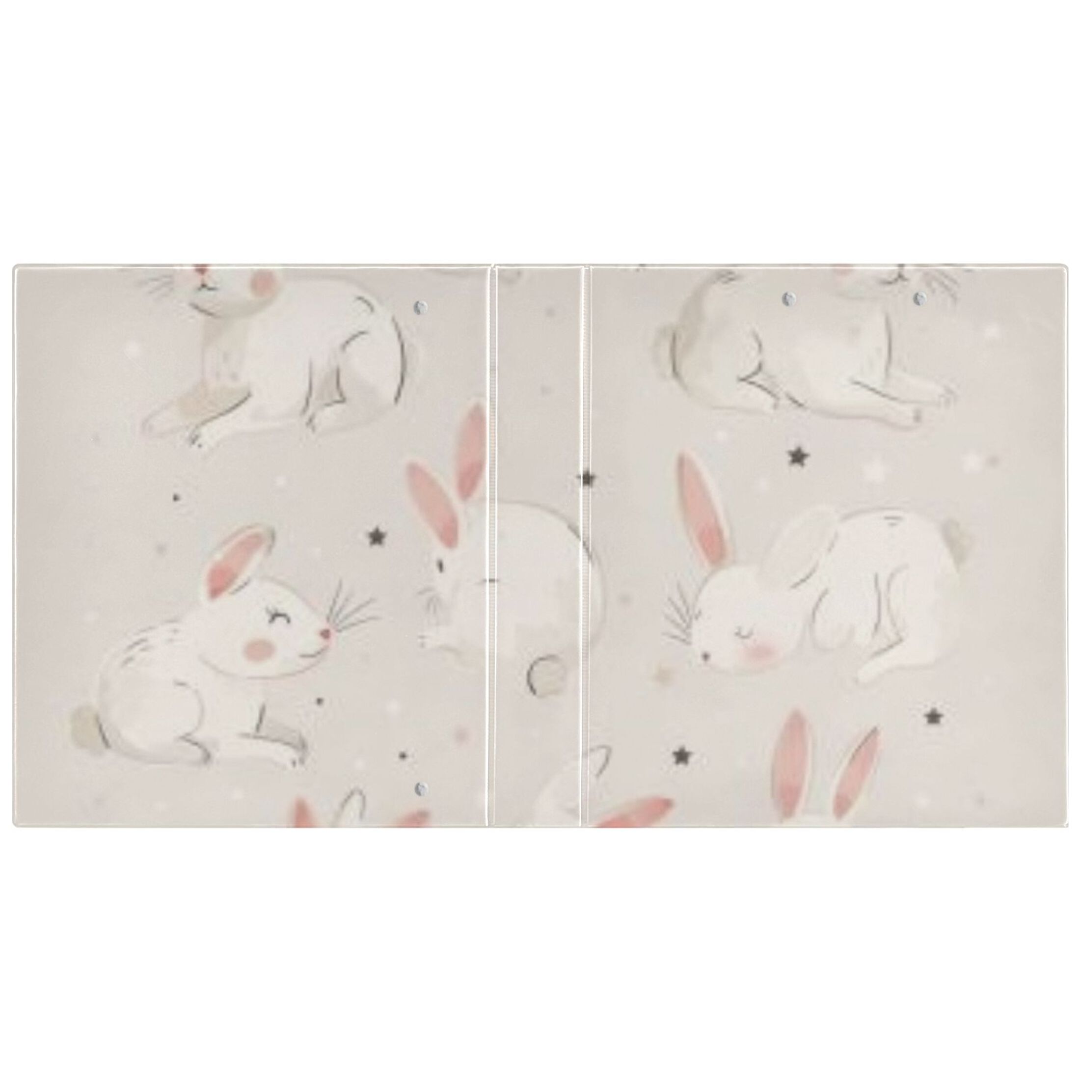 Cute Rabbits 3 Ring Binders 1.5 inch Hardcover File Folders with Interior Pockets A4 Size Organizer for School Office Hospital