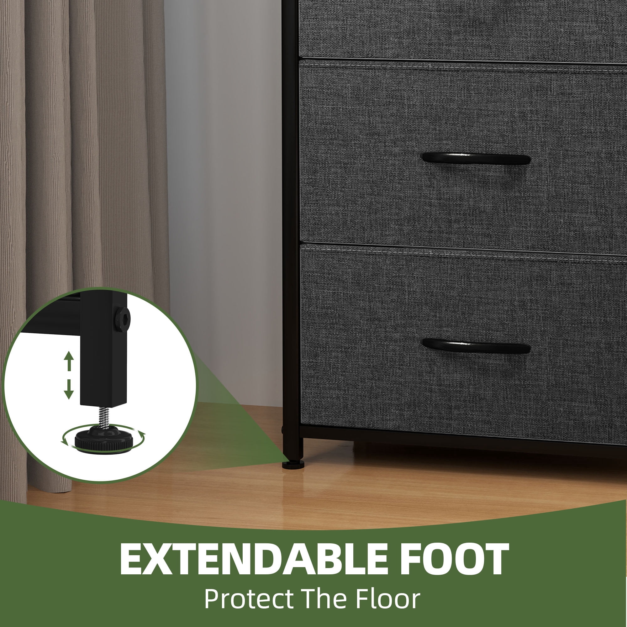 Uforic 4 Drawer Dresser Fabric Chest of Drawers Furniture Storage Organizer for Living Room,,Hallway, Black Grey