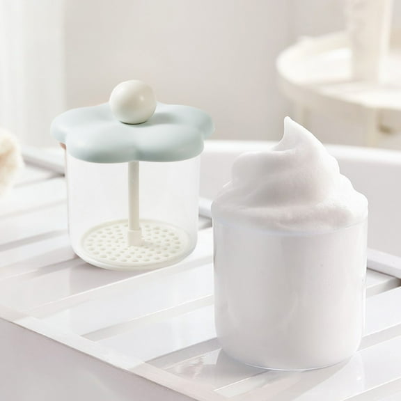 Iumwxz Plastic Facial Cleanser Frother Cup for Soap Foam Maker Blue Portable Lathering Device with Stainless Steel Filter 10.2x9x7.6cm Travel Size for Daily Skincare Routine