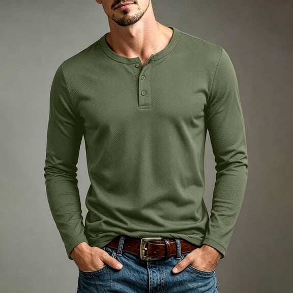 Men's Solid Color Long Sleeve Round Neck Casual Sports T-Shirt