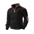 thumbnail image 5 of LYSMORA Men's Knit Stand Collar Button Pullover Sweater, Contrast Splice Elbow Patch Long Sleeve Casual Tops, 5 of 6