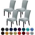 thumbnail image 1 of Velvet Chair Covers for Dining Room Set of 4, Stretchy Dining Chair Covers, Washable Kitchen Chair Slipcovers, Classy Decor for Home and Banquet (Silver, 4 Pack), 1 of 7