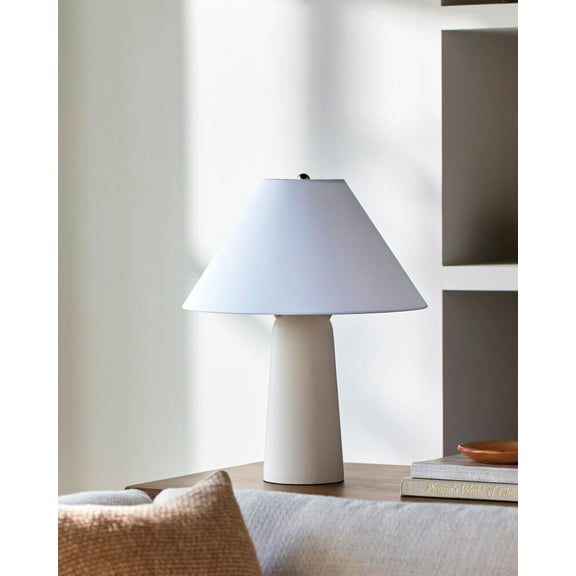 Livabliss Table Lamps, 23" Deva Traditional Bedside Nightstand Table Lamp for Bedroom Living Room Office, Gray Body with White Shade (23"H x 18"W x 18"D)