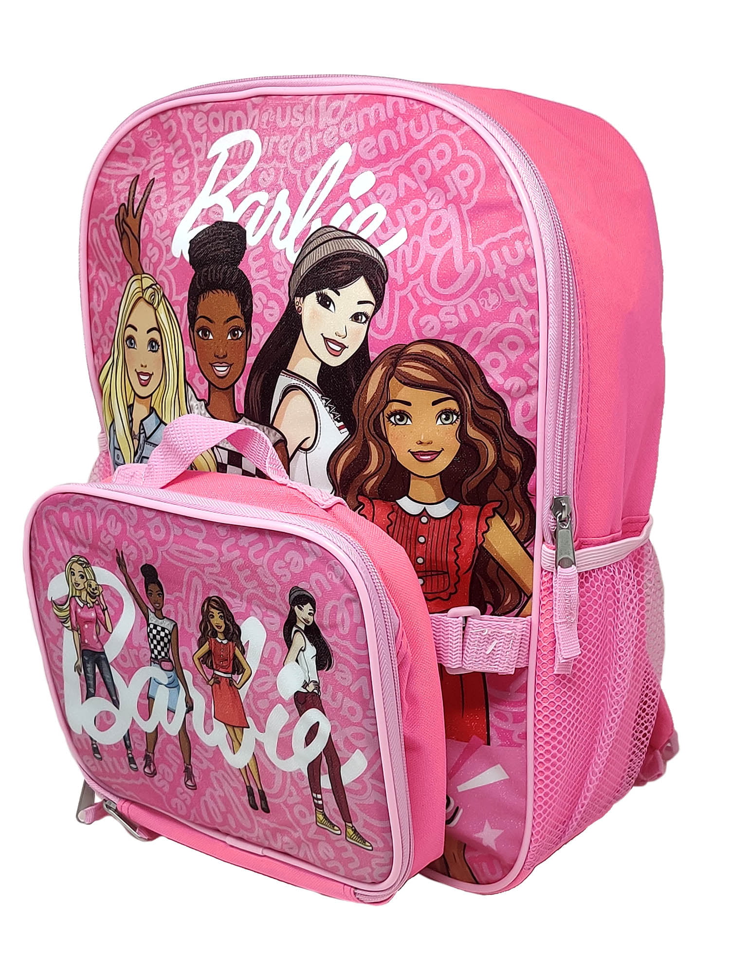 Barbie Backpack 16 & Insulated Lunch Bag Detachable 2-Piece Set Pink Girls