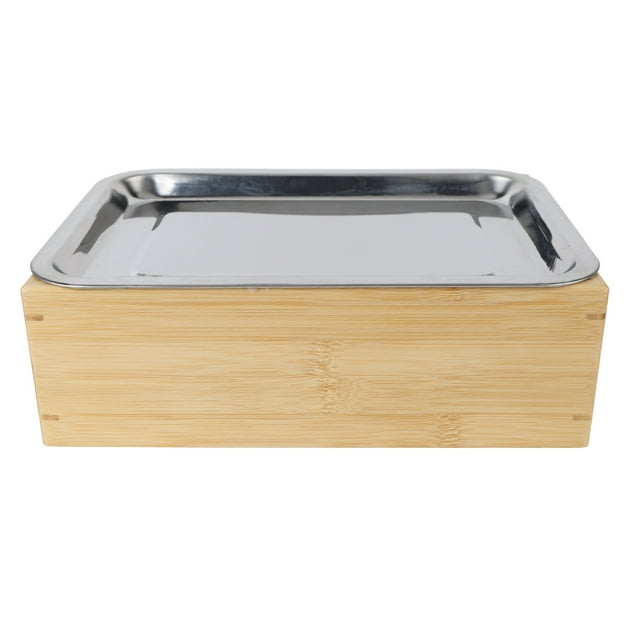 Mini Barbecue Grill Table Bambou Bougie Chauffage Barbecue Grill Poêle avec Plaque en Acier Inoxydable