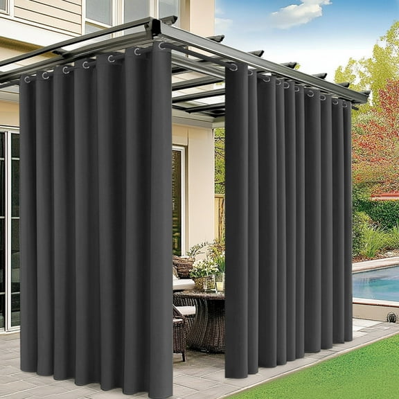 Uxcell Outdoor Curtains for Patio Waterproof, 150W x 84L Inch Heavy Gazebo Curtains for Outdoor Patio, Porch, Sunlight [Charcoal, Grommet Top]