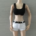 thumbnail image 2 of 1/6 Chaleco negro para mujer Conjunto de cinturón de jeans blanco para figuras Zulema Figura de acción ropa, 2 of 8
