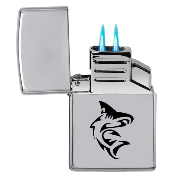 Dual Flame Torch Lighter Shark (Chrome)