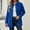 Blue, variant on Women Waffle Knit Shacket Sevevn Point Collar Button Down Oversized Fit Textured Waffle Fabric Dual Chest Pockets Long Sleeve Outerwear For Daily Casual Wear