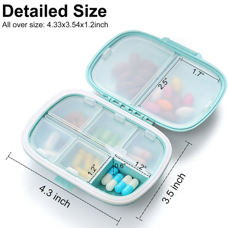 MEACOLIA 3 Pack 8 Compartments Travel Pill Organizer Moisture Proof Small Pill Box for Pocket Purse Daily Pill Case Portable Medicine Vitamin Holder