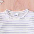 thumbnail image 5 of GYRATEDREAM Toddler Baby Girls Fall Winter Outfits Knit Ribbed Long Sleeve Ruffle Stripe Print Pullover Top + Flare Pants 2Pcs Clothing Set Purple for 12M-5T, 5 of 8