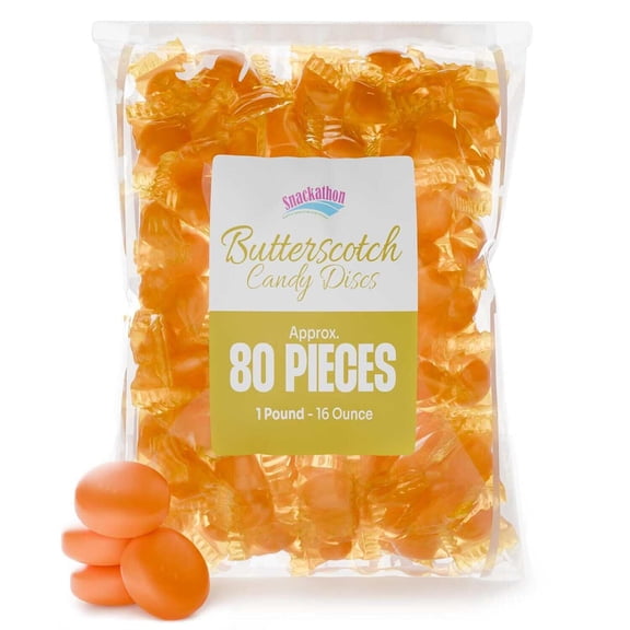 Snackathon Butterscotch Hard Candy, Individually Wrapped Discs, 1 lb (80 Pieces)