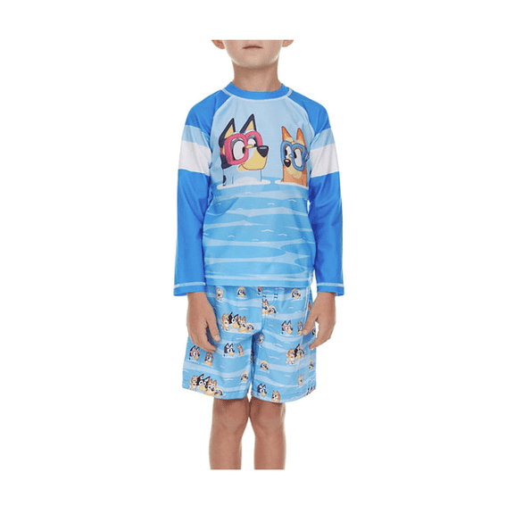 Bluey Toddler Boys 2-Piece Rashguard and Swim Trunk Set