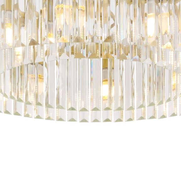 110V Indoor  Corded Electric Modern Crystal Chandelier Round Flush Mount Ceiling Light Fixtures for Dining Room Living Room