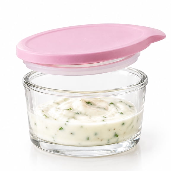 RAIRSKY 1 Pack 8Oz Small Round Glass Containers with Lids,Clear Food Jars Airtight Glass Food Container for Food Portion,Overnight Oats,Pickles,Dipping Sauce,Snack,Yogurt,Meal Prep Containers