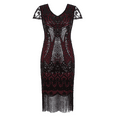thumbnail image 6 of PrettyGuide Women's Great Gatsby Dress 1920s Vintage Beaded Fringe Flapper Dress with Sleeve Cocktail Party, Small, 6 of 8