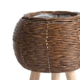 thumbnail image 4 of Woven Basket for Plant with Legs Basket Planter Flowerpot Rustic Rattan Basket Flower Pot for Balcony Apartment Drawing Room Decorations Ball Dark Brown, 4 of 10