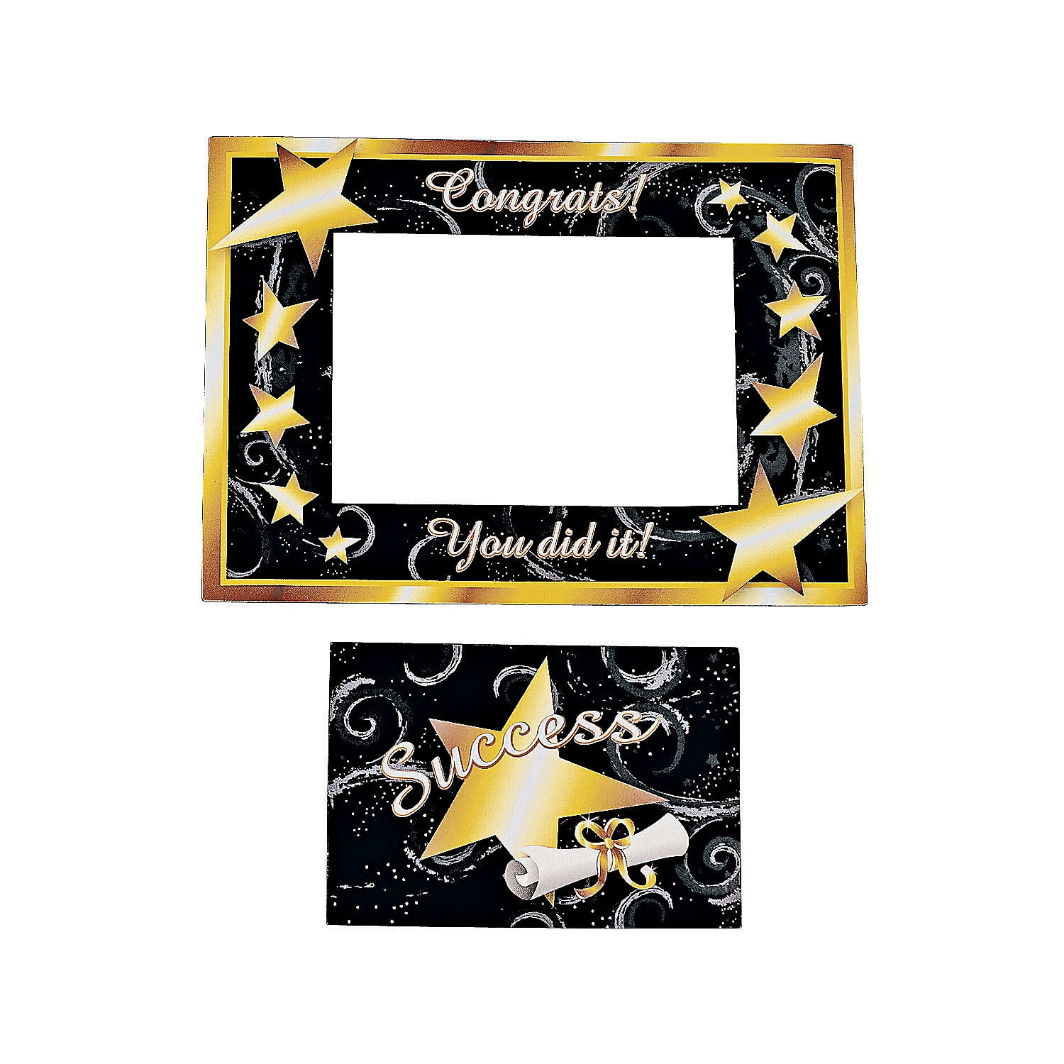 Grad Picture Frame Black/Gold Stationery 12 Pieces