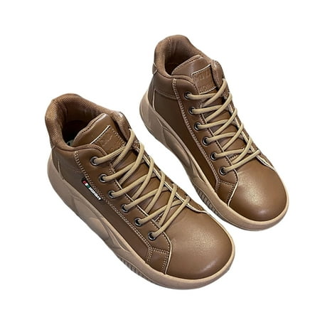 

Women s Walking Shoes Sneakers Solid Color Low-top Thick Sole Shoes for Birthday Christmas Gifts 39 Brown