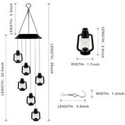 QiShi Color-Changing Solar Powered Lanterns Wind Chime Wind Moblie LED Light, Spiral Spinner Windchime Portable Outdoor Chime for Patio, Deck, Yard, Garden, Home