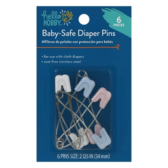 Hello Hobby Baby-Safe Diaper Pins - 6 Count