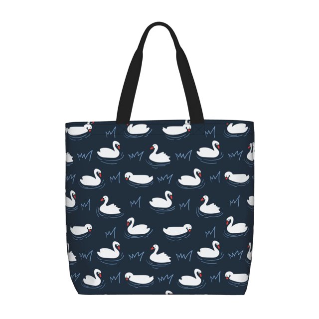 Fotbe Cartoon Swan Bolsa Tote con Estampado para Mujer, Bolsos con Cremallera, Bolsa de Hombro Casual de Gran Capacidad con Bolsillos Internos