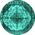 thumbnail image 1 of Ahgly Company Machine Washable Indoor Round Oriental Turquoise Blue Industrial Area Rugs, 8' Round, 1 of 4