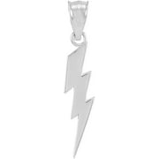 High Polish 925 Sterling Silver Lightning Bolt Charm Pendant Necklace, 16"