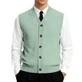 thumbnail image 2 of Resicozy Men's Sleeveless Sweater Vest V-Neck Casual Knit Button Down Solid Color Cardigan Vest Light Green M, 2 of 7