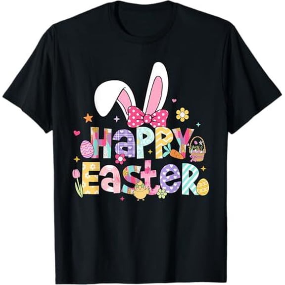 Brythos Happy Easter 2026 Bunny Design T-Shirt for Women and Girls