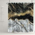 thumbnail image 2 of Marble Shower Curtain, Black Grey Shower Curtain for Bathroom Stall RV Abstract Modern Waterproof Fabric Shower Curtain Set with Hooks 72x84 inches, 2 of 6