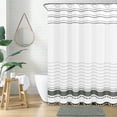 thumbnail image 3 of FRAMICS Striped Tassel Shower Curtain Sets with Bath Rug, Boho Farmhouse Water-Repellent Fabric Bathroom Sets with Hooks, Gray, 72" x 72", 3 of 10