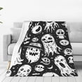 thumbnail image 1 of Fotbe Black White Spooky Ghosts Manta de Franela Acolchonada con Estampado, Súper Suave y Esponjosa, Extra Grande para Sofá, Cama, Uso Todo el Año-50"x40", 1 of 7