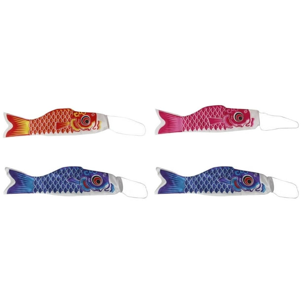 4 piezas de carpas koi japonesas para decoración de jardín japonés Rojo Rosa Azul 55cm Azul 70cm