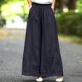 thumbnail image 4 of Mifsaly Flowy Pants for Women High Waisted Wide Leg Palazzo Pants Floral Embroidery Loose Casual Summer Trousers with Pockets Black,M, 4 of 6