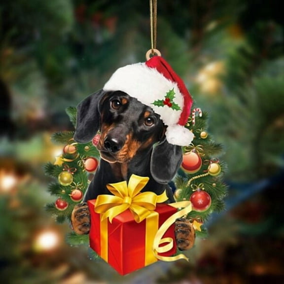 Acrylic 2D FLAT Dachshund-Dogs give gifts Hanging Ornament, Christmas Ornament, Dog Ornament, Xmas Dog Ornaments