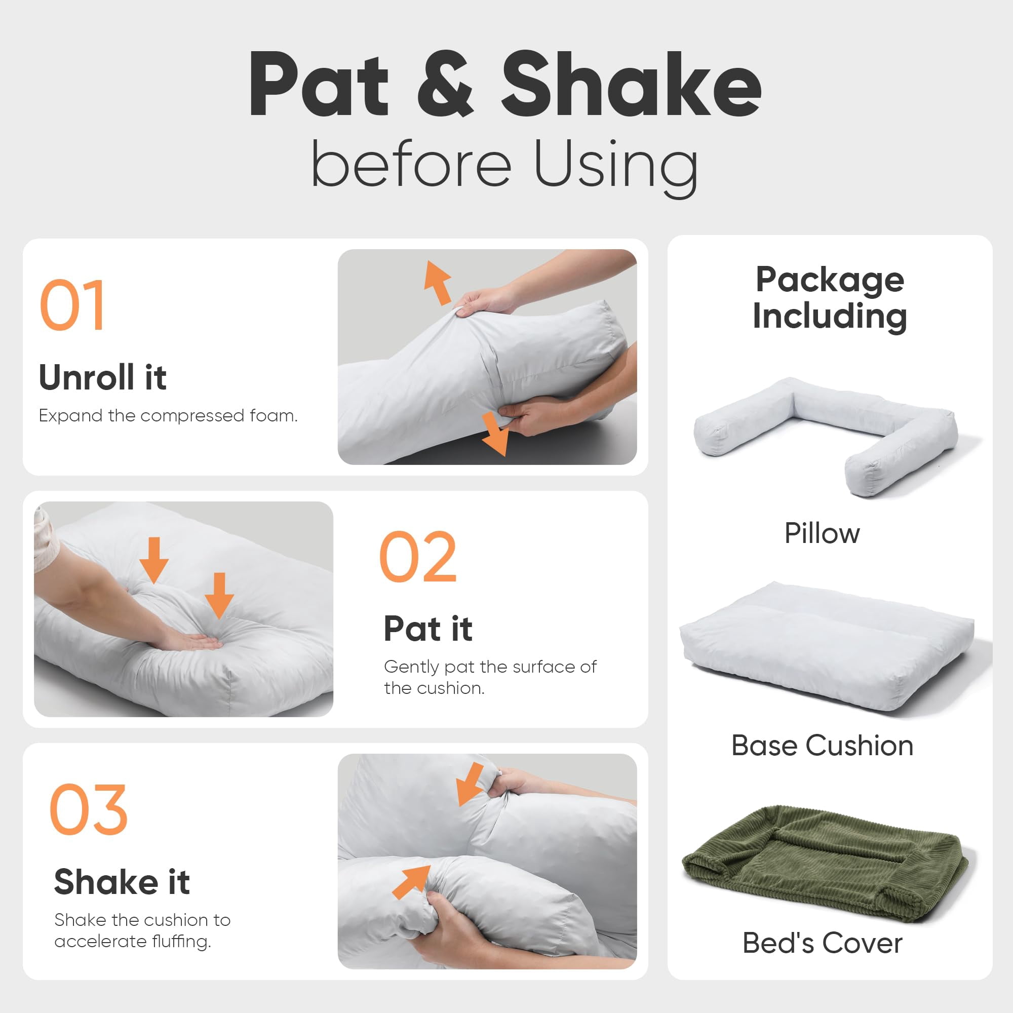 Pet Bed Cream Corduroy Orthopedic Washable Cover Waterproof for Small Dogs and Cats
