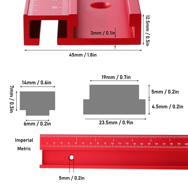 Rail de Fixation Jig, Rail de Fixation Jig, Rail de Goulot en Alliage d'Aluminium Type 45 pour Menuiserie, Poignée Poussée pour Scie à Table, Fente en T
