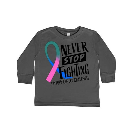 

Inktastic Never Stop Fighting Thyroid Cancer Awareness Ribbon Gift Toddler Boy or Toddler Girl Long Sleeve T-Shirt