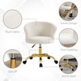 thumbnail image 4 of Armless Office Chair with Plush Teddy Fleece, Gold Swivel Task Chair with Adjustable Height, Mid Back Computer Desk Chair for Study, Vanity, Home Office, 22.8"W x 22"D x 29.9"H, 4 of 7