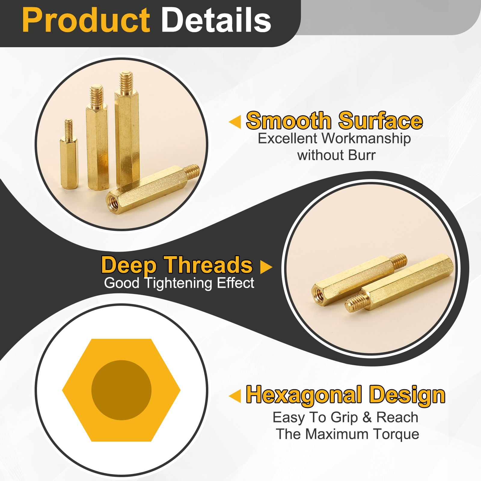 Uxcell 25 Pack Male to Female Thread Spacer Screws, M5 x 50mm + 7mm Brass Hex Standoff Screws PCB Motherboard for Drone Quadcopter, Computer and Circuit Board