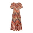 thumbnail image 5 of Offre à Durée Limitée Iumwxz Robes à Manches Courtes Col Rond pour Femmes Tunique Décontractée Ample Robe Longue Plissée Robe Imprimée Tendance Robes d'Été pour Femmes Robes Tendance pour Fête, 5 of 5