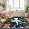 thumbnail image 3 of Design&I 5'x7' Ultra Soft Area Rug, Ocean Octopus Tentacle Scroll Coral Frame Nautical Marine Decorations None Fluffy Washable Non Shedding for Bedroom Living Room Home Office, 3 of 7