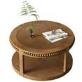 thumbnail image 3 of Noble House Solid Wood Round Coffee Table for Living Room,2-Tier Rustic Wood Desktop with Storage Shelf Modern Design Home Furniture, Walnut Brown, 3 of 8