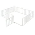 thumbnail image 4 of Full Size Floor Bed Frame, Montessori Floor Bed Frame with Fence & Door, Wood Bed Frame for Girls and Boys, No Box Spring Needed, Easy Assembly, White, 4 of 9