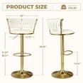 thumbnail image 3 of Hawsaiy Modern Velvet Bar Stools Set of 2, Adjustable Height Woven Back Bar Chairs with Footrest and Swivel for Kitchen Island & Dining Room, Beige, 3 of 7
