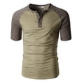 thumbnail image 2 of H2H Men Slim Fit Henley Raglan Short Sleeve Contrast Color Block Casual Baseball T-Shirt (CMTTS0222), 2 of 5
