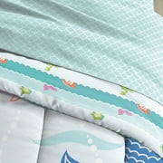 Dream Factory Mermaid Dreams Twin 5 Piece Comforter Set, Bed-in-a-Bag, Poly, Microfiber, Light Blue, Female, Child